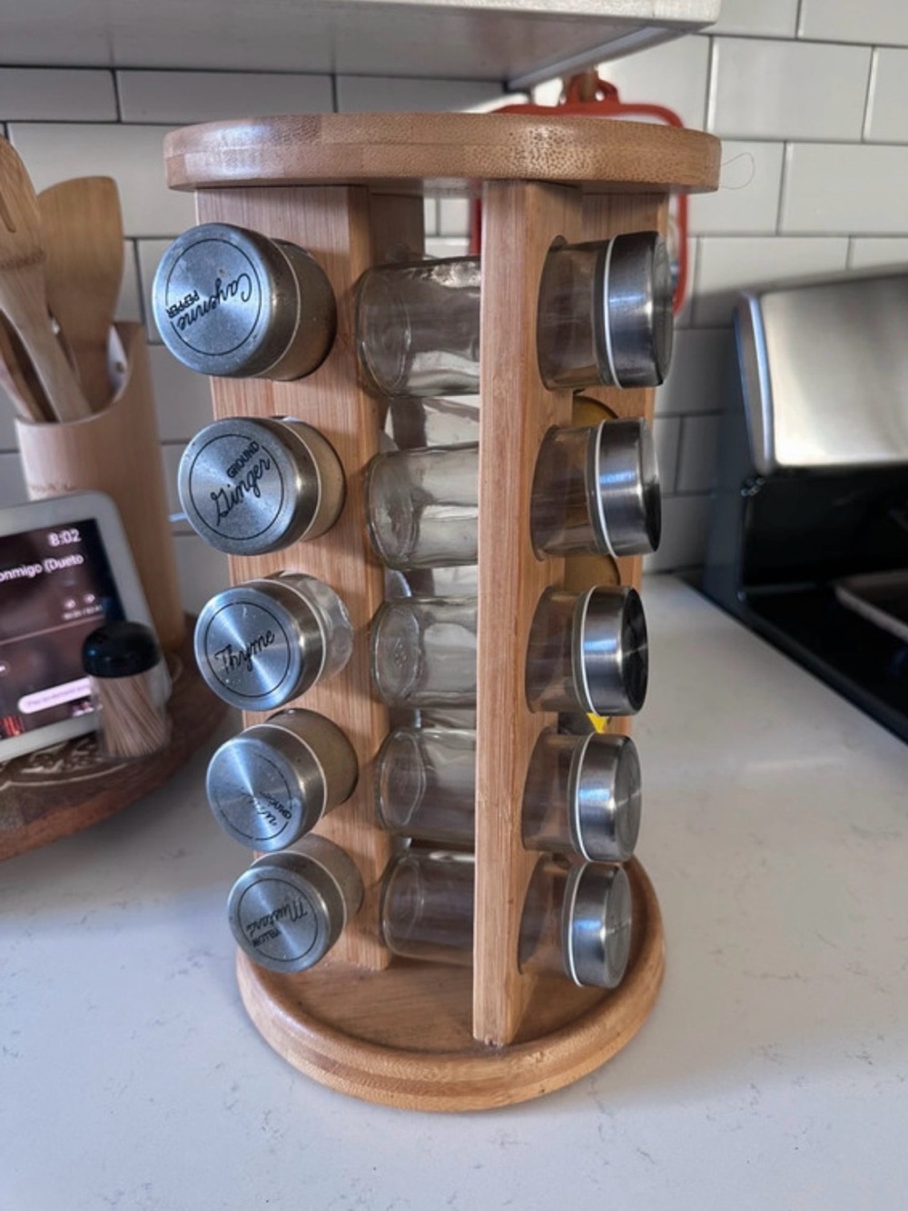 Wooden Spice rack with 20 spice jars